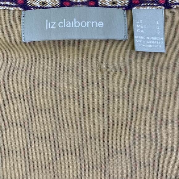 Liz Claiborne Blouse Long Sleeve Geometric Print Boho Size Large - Picture 4 of 7
